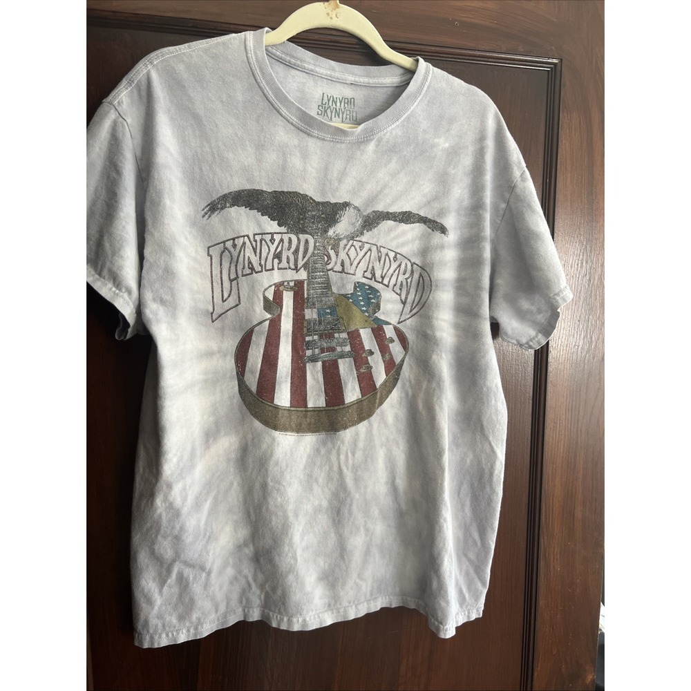 Vintage Lynyrd Skynyrd Size L Gray Tie Dye T Shirt America